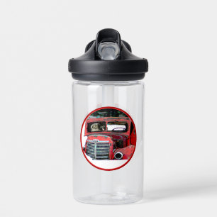 Keeshond Christmas Old Truck Painting Dog Art Water Bottle