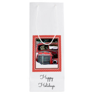 Keeshond Christmas Old Truck Painting Dog Art Wine Gift Bag