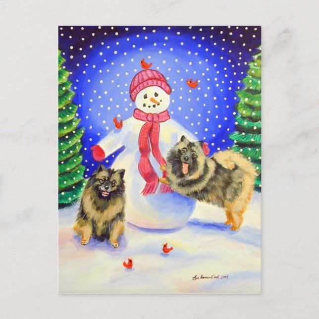 Keeshond Christmas Postcards (Front)
