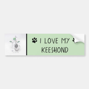 Keeshond Christmas Snowman Painting Dog Art Bumper Sticker