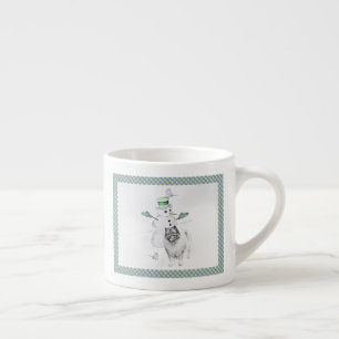 Keeshond Christmas Snowman Painting Dog Art Espresso Cup