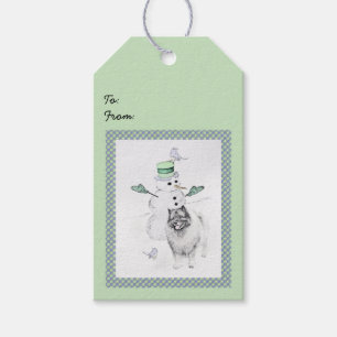 Keeshond Christmas Snowman Painting Dog Art Gift Tags