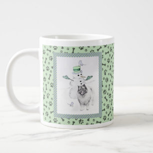 Keeshond Christmas Snowman Painting Dog Art Large Coffee Mug