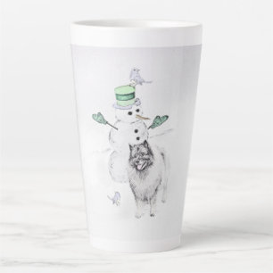 Keeshond Christmas Snowman Painting Dog Art Latte Mug