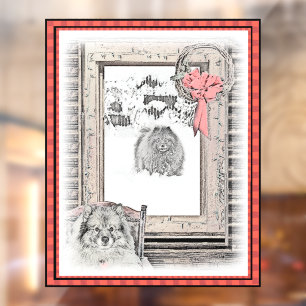 Keeshond Christmas Winter Window Painting Dog Art