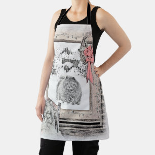 Keeshond Christmas Winter Window Painting Dog Art Apron