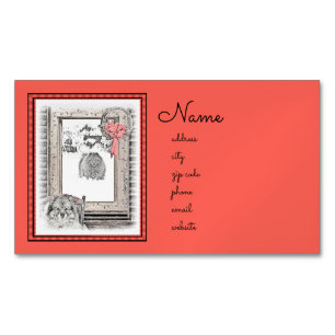 Keeshond Christmas Winter Window Painting Dog Art Magnetic Business Card