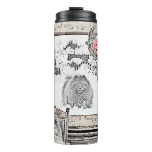 Keeshond Christmas Winter Window Painting Dog Art Thermal Tumbler