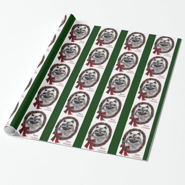 Keeshond Christmas Wrapping Paper (Unrolled)