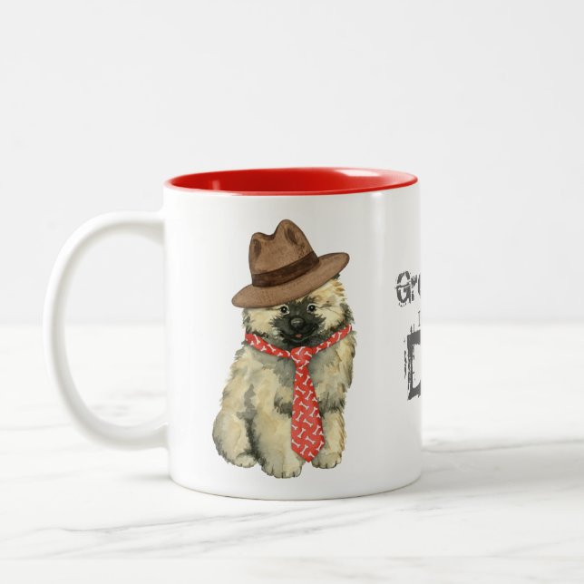 Keeshond Dad Two-Tone Coffee Mug (Left)