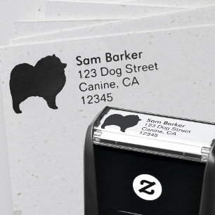Keeshond Dog Breed Silhouette Return Address Self-inking Stamp