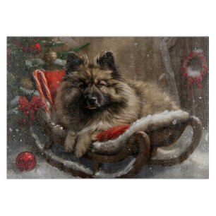 keeshond Dog Christmas Festive Cutting Board