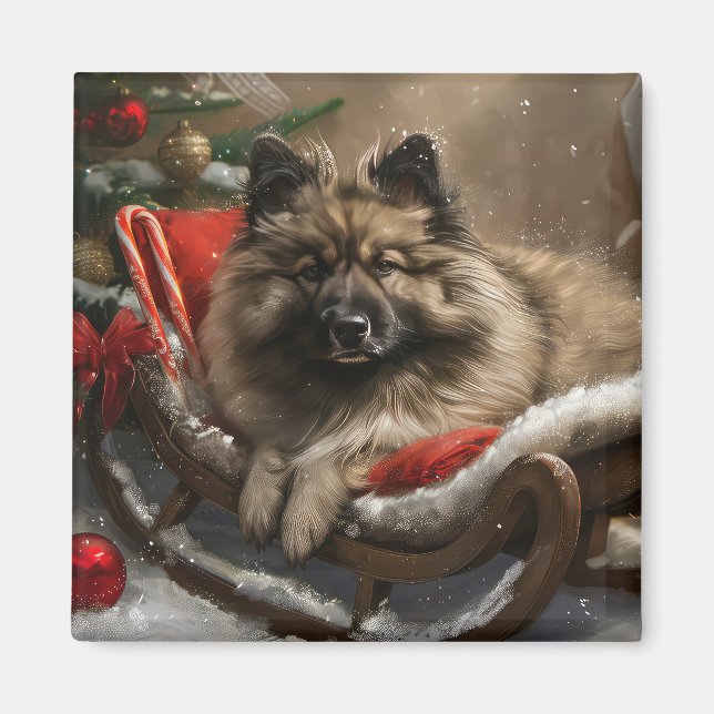 keeshond Dog Christmas Festive  Magnet (Front)