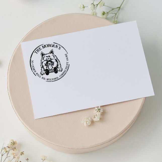 Keeshond Dog Family Return Address  Rubber Stamp (Creator Uploaded)