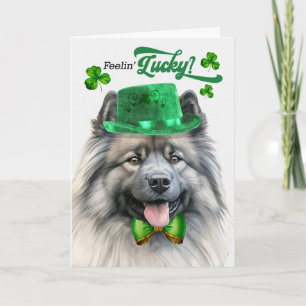 Keeshond Dog Feelin' Lucky St Patrick's Day Holiday Card