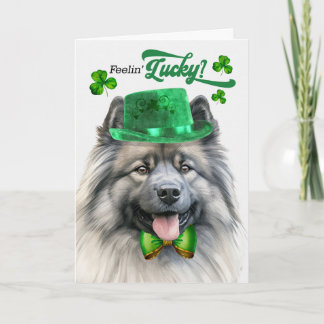 Keeshond Dog Feelin' Lucky St Patrick's Day Holiday Card