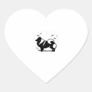 Keeshond Dog � Halloween Moon Silhouette Classic T Heart Sticker