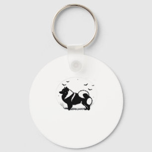 Keeshond Dog � Halloween Moon Silhouette Classic T Key Ring