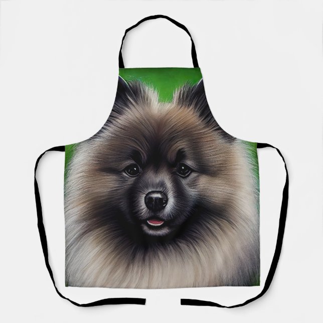 Keeshond Dog in St. Patrick's Day Dress Apron (Front)