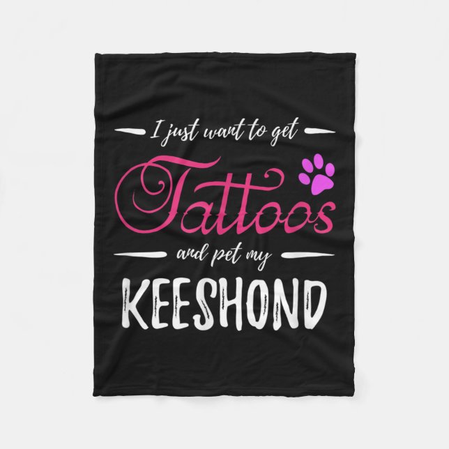 Keeshond Dog Lover Tattoo Funny Dog Mum Gift Idea  Fleece Blanket (Front)