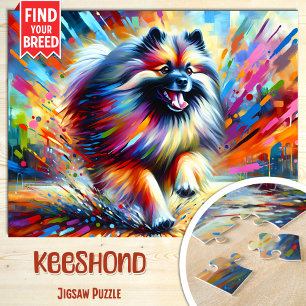 Keeshond Dog Portrait Acrylic Art Print Lover Jigsaw Puzzle