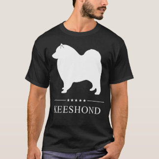 Keeshond Dog White Silhouette  T-Shirt