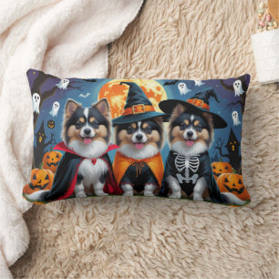 Keeshond Dogs Pumpkin Halloween Funny Lumbar Cushion
