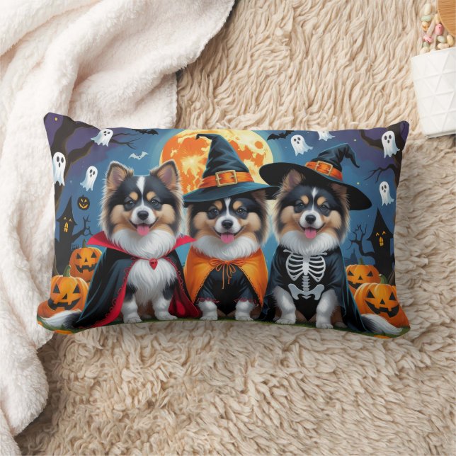 Keeshond Dogs Pumpkin Halloween Funny Lumbar Cushion (Blanket)