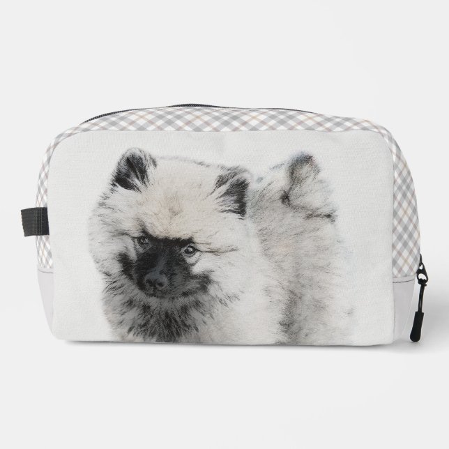 Keeshond Drawing Kees Puppy Cute Original Dog Art Dopp Kit (Front)