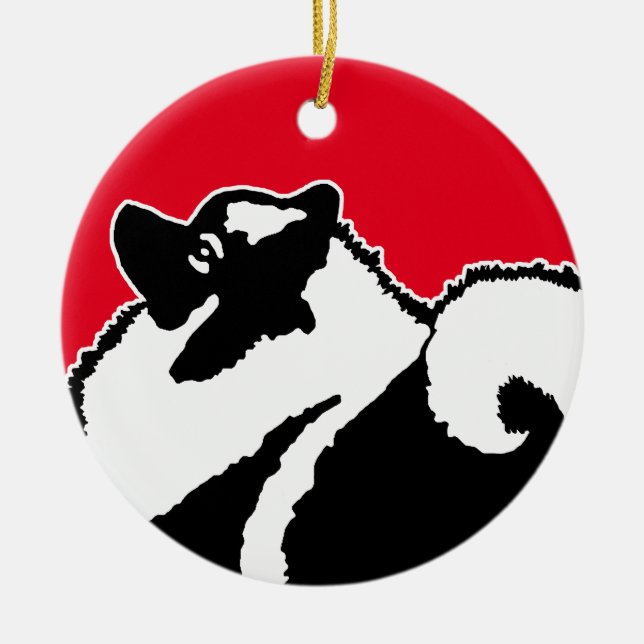 Keeshond Graphics  - Cute Original Dog Art Ceramic Ornament (Front)