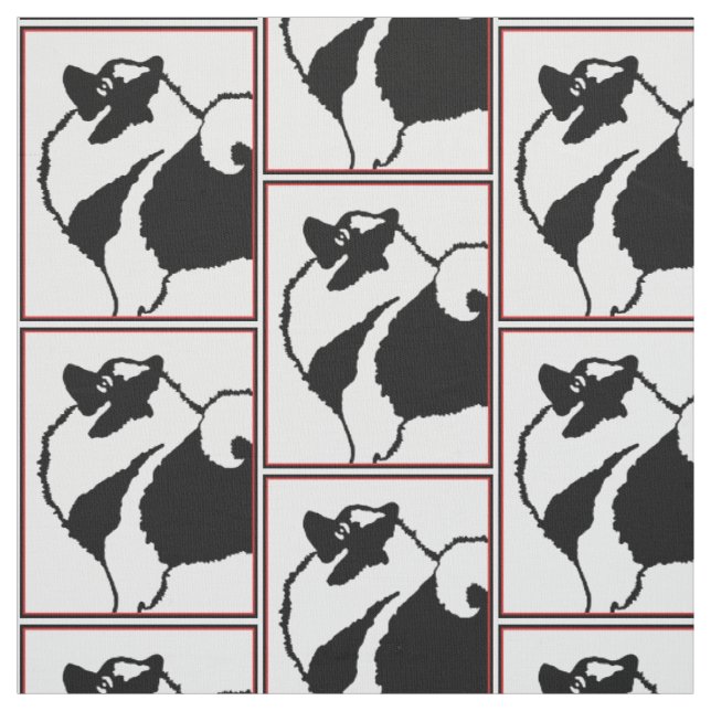 Keeshond Graphics  - Cute Original Dog Art Fabric (Swatch)