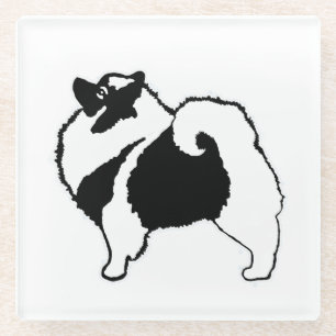 Keeshond Graphics - Cute Original Dog Art Glass Coaster