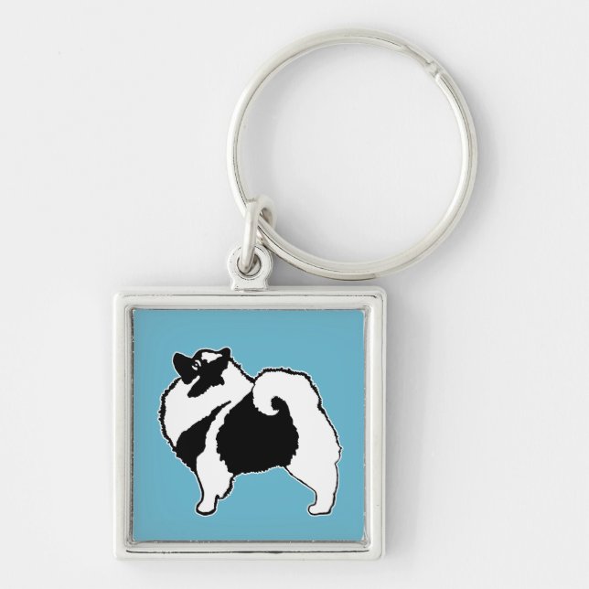 Keeshond Graphics  - Cute Original Dog Art Key Ring (Front)