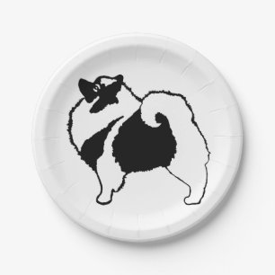 Keeshond Graphics - Cute Original Dog Art Paper Plate
