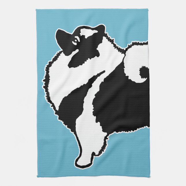Keeshond Graphics  - Cute Original Dog Art Tea Towel (Vertical)