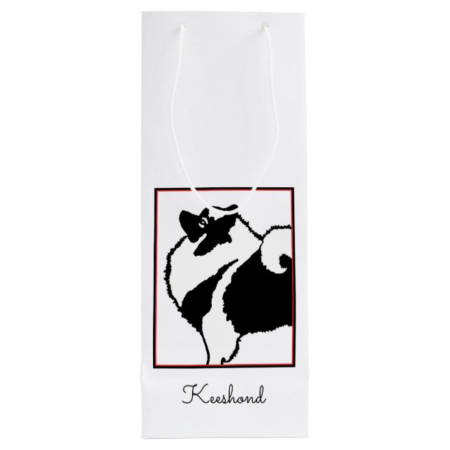 Keeshond Graphics  - Cute Original Dog Art Wine Gift Bag (Back)