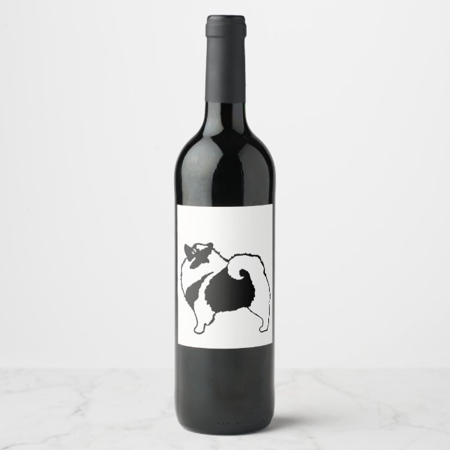 Keeshond Graphics  - Cute Original Dog Art Wine Label (Front)