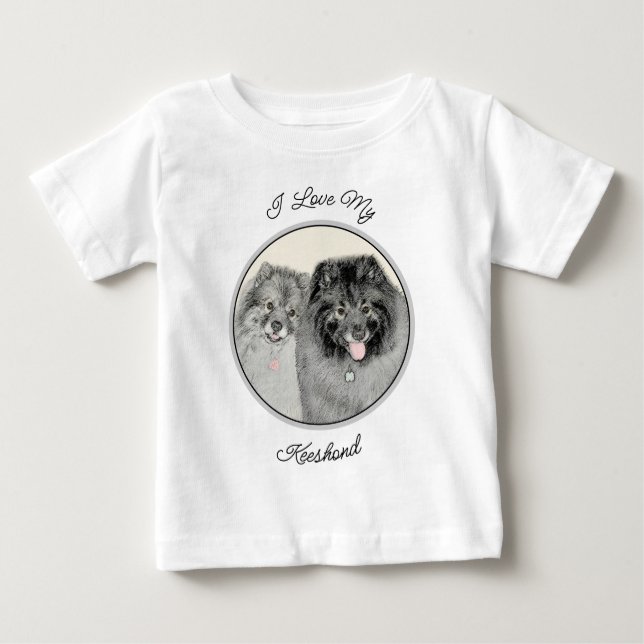 Keeshond Graphics Keeshond Mum and Son Baby T-Shirt (Front)