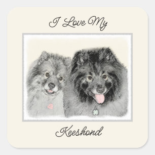 Keeshond Graphics Keeshond Mum and Son Square Sticker
