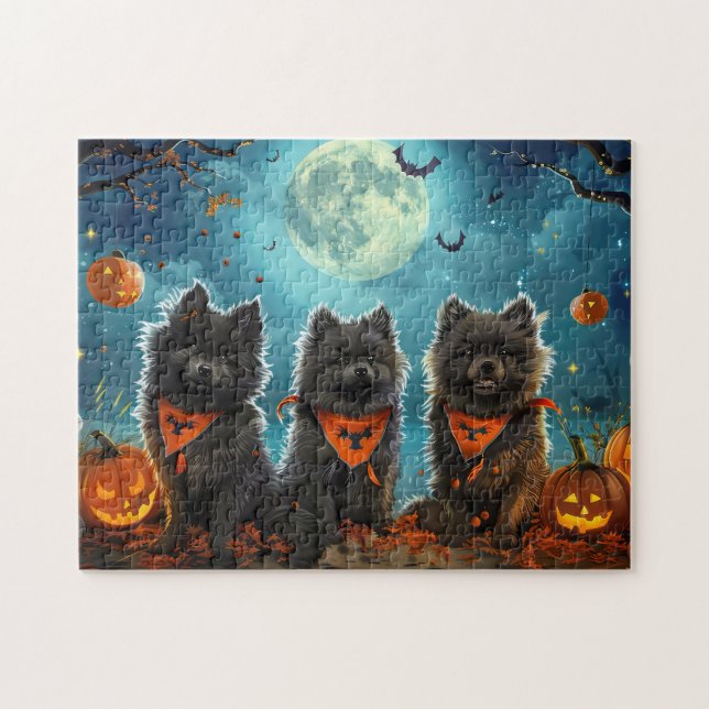 Keeshond Halloween Spooky Jigsaw Puzzle (Horizontal)
