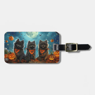 Keeshond Halloween Spooky Luggage Tag