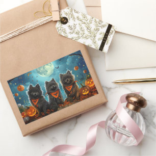 Keeshond Halloween Spooky Rectangular Sticker