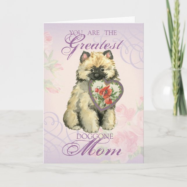 Keeshond Heart Mum Card (Front)