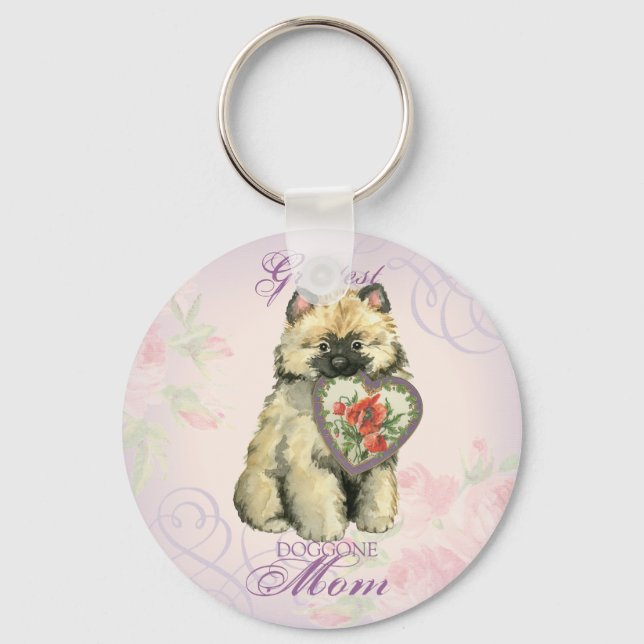 Keeshond Heart Mum Key Ring (Front)