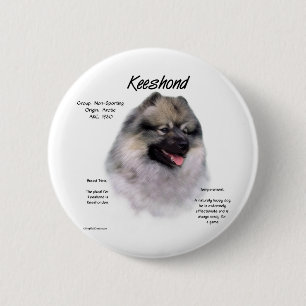 Keeshond History Design 6 Cm Round Badge
