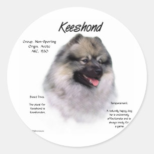 Keeshond History Design Classic Round Sticker