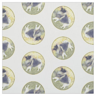 Keeshond in Aspen Painting Cute Original Dog Art Fabric