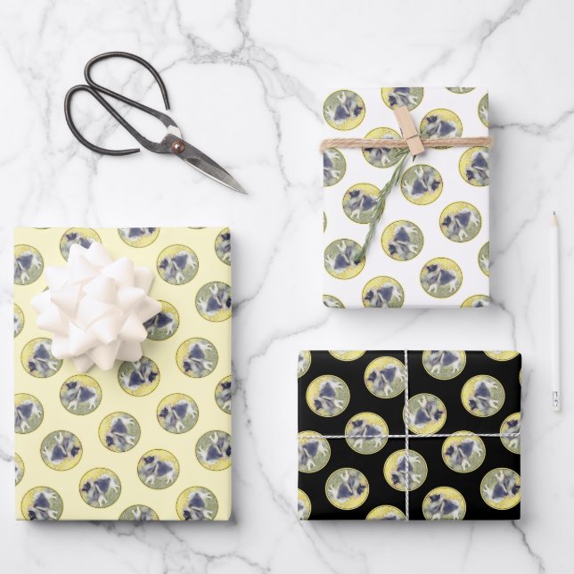 Keeshond in Aspen Painting Cute Original Dog Art Wrapping Paper Sheet (Front)