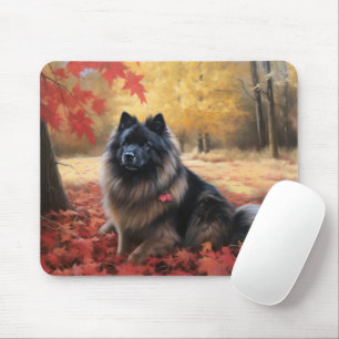 Keeshond in Autumn Leaves Fall Inspire Mouse Pad