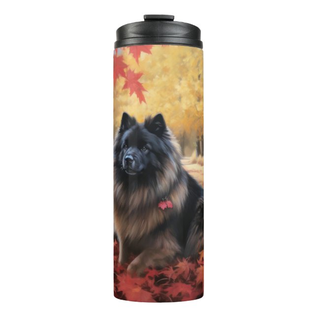 Keeshond in Autumn Leaves Fall Inspire  Thermal Tumbler (Front)